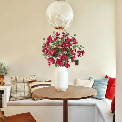 4PCS Hot Pink Artificial Bougainvillea 37.4" Silk Fake Bougainvillea Branches Faux Bougainvillea Outdoor for Home Garden Wedding Party Floral Arrangement Decor(Hot Pink) - color: Hot Pink