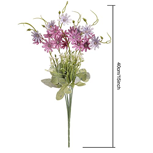Artificial Flowers Wildflowers Silk Daisy Spring Fake Daisies Decoration Summer UV Resistant Colorful Mixed Bundles Faux Greenery Outdoor Plant Stem Filler for Home Decor Indoor Floral Arrangements - color: 07-purple