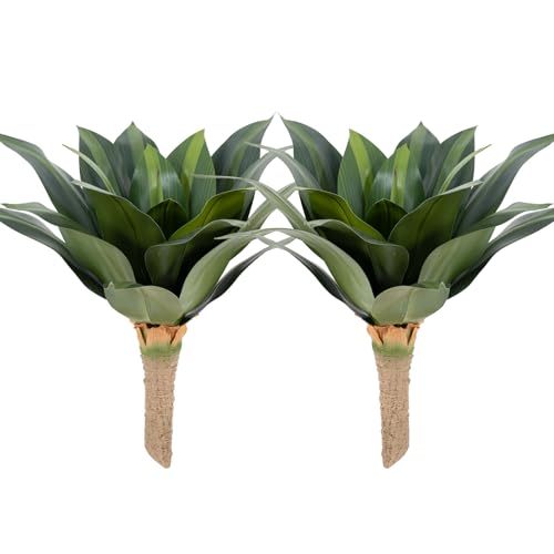Artificial Agave Plant 27.95Inch Artificial Agave Plants Outdoor Set, Large Fake Plants Indoor for Home Decor, Realistic UV Resistant Faux Succulents Plants Without Pot, Set of 2 - color: Agave, size: 27.95in