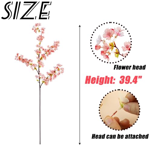 SITUMEIZI Artificial Cherry Blossom Branches Silk 39 Inch Faux Cherry Flowers Peach Tall Stems for Home Wedding Bedroom Table Japanese Real Touch Vase Decoration(3Pcs,Pink) - color: 3pcs-premium Pink, size: 39 Inches
