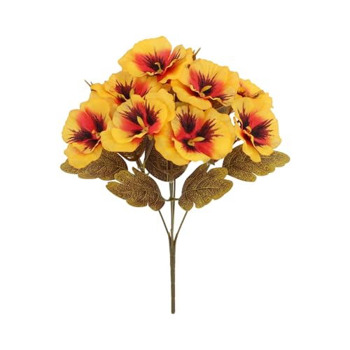 Realistic Silk Pansies Arrangement Colorful Artificial Flower for Home Decoration Table Centerpiece Bookshelf Display Silk Flower Arrangements - color: Autumn Red