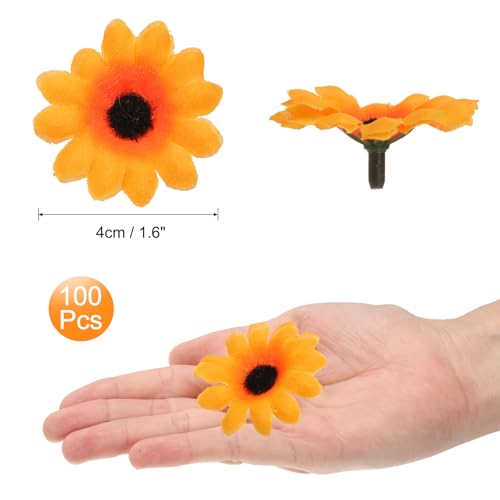 uxcell 100pcs Artificial Daisies Flower Heads,1.6" Silk Fake Daisies Heads Mini Daisies Artificial Flowers Bulk for DIY Wedding Bouquets Centerpieces Party Home Decorations, Black/Yellow - color: Black/Yellow