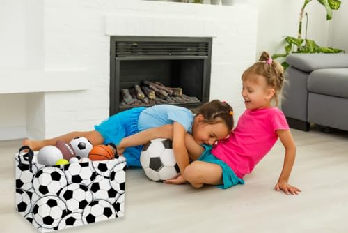 Rectangular Soccer Basket,Kids Baskets.Waterproof PE Coating Cute Bin with Handles.Boys Bins,Toys Box,Books Baskets,Gifts Bin. (Soccer basket) - color: Soccer basket