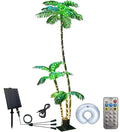Solar Artificial Palm Tree Christmas Tree 7Ft 3Trunks 260LED Lighted Simulation Tropical Palm Tree Fake Plant Light for Patio Home Office Beach Yard Cruise Party Tiki Bar Decorations - style: 7FT Solar