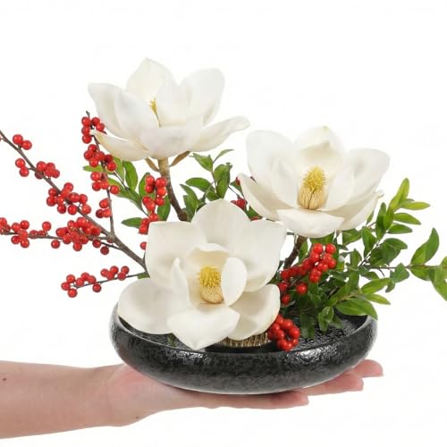 Kenaoeoe Ikebana Vases Set Ceramic Flower Frog Vase Kit with 1.8 Inch Ikebana Vases and Needle Straightening Tool for Japanese Floral Arrangements