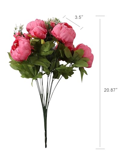 Duovlo Springs Flowers Artificial Silk Peony Bouquets Wedding Home Decoration,Pack of 1 (Spring Pink) - color: Spring Pink