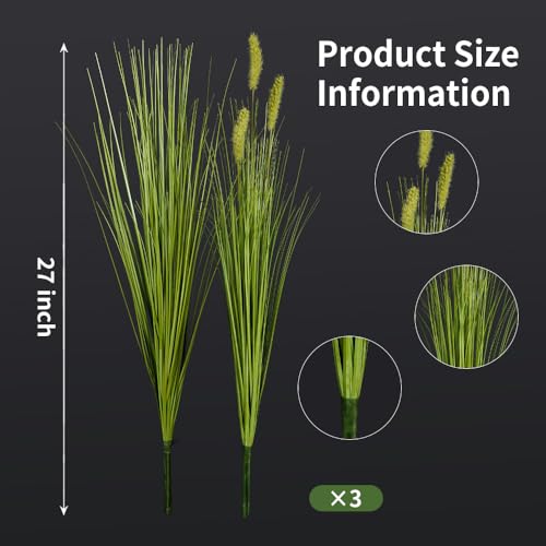 Melorca&Guilla Artificial Plants 6PCS 27“ Fake Tall Onion Grass Faux Plant,Artificial Grass Greenery Shrubs Bushes for Garden Porch Window Box Shop Office Home Décor - color: Onion Grass+dog Tail