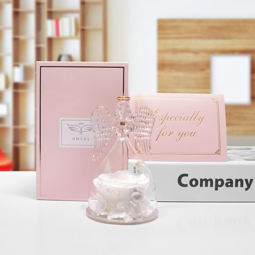 Miofula Gifts for Mom Birthday Gifts for Women, Preserved Flowers Rose in Glass Angel Figurines, Fresh Flowers for Delivery Anniversary Forever Real Roses Gifts for Mothers Grandma Her Wife Girlfriend - color: White