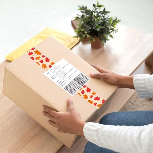 Whaline Fall Maple Leaves Decorative Packing Tape 100 Yard Gift Boxes Wrapping Tape for Autumn Thanksgiving DIY Art Craft Small Business Sealing Boxes Mail Boxes Supplies - style: Maple Leaves