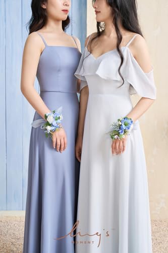 Ling's moment 2pcs Prom Wrist/Shoulder Corsage Artificial Flower, Girl/Mother Homecoming/Wedding Corsage Wristlet Décor, etc. Blue Berry - color: Blu-blue & Berry