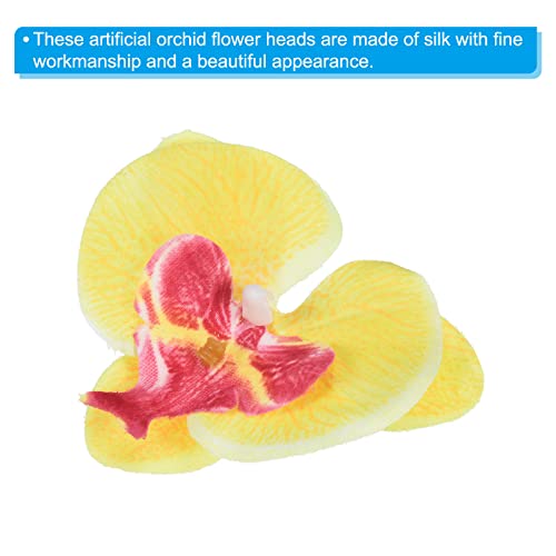 PATIKIL 2.8" Artificial Orchid Flower Heads, 20 Pack Silk Phalaenopsis Fake Butterfly Orchid Heads for Wedding Floral Bouquet Decor DIY Craft Making, Yellow - color: Yellow, size: 2.8"