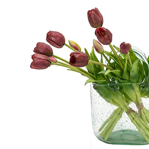 15pcs Artificial Tulips Flowers,Soft Touch Latex Bouquet, Fake Tulips Flowers,Spring Wedding Home Room Table Centerpiece Decor Deep Purple Set - color: 40pcs Deep Purple(no Vase)