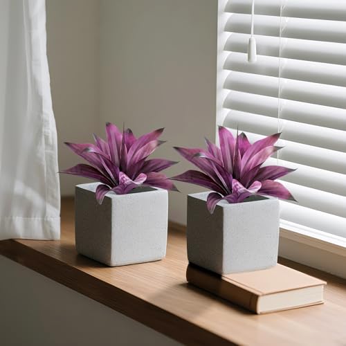Artificial Flowers for Outdoors Artificial Agave Fake Plants Faux Agave Artificial Plants Outdoor Fake Flowers Outdoor Faux Plants Indoor Uv Resistant Artificial Plants 14.2In(Purple，2pcs) - color: 12"purple