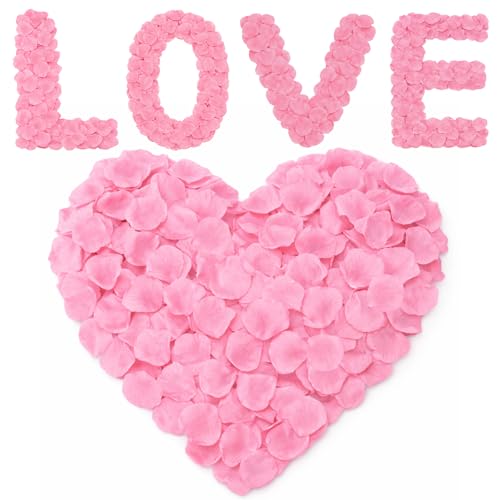 Anwyll 3000Pcs Pink Rose Petals - Artificial Faux Flowers Fake Rose Petals for Wedding Proposal Engagement Romantic Night Anniversary Valentine's Galentine's Day Decoration Home Room Party Decor - color: Pink