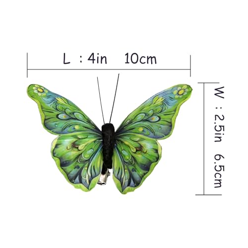 Cartanfill-Decorative 3D Butterfly Clips, Green Feather Design, Set of 12, Party and Christmas Tree Ornaments - color: F Clip