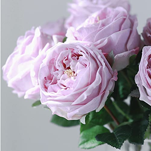 UKELER 4 Pcs Real Touch Artificial Flowers Austin Rose Peony with Stem for Home Decor Flower Arrangement Wedding Party Decoration, Light Purple - color: Light Purple