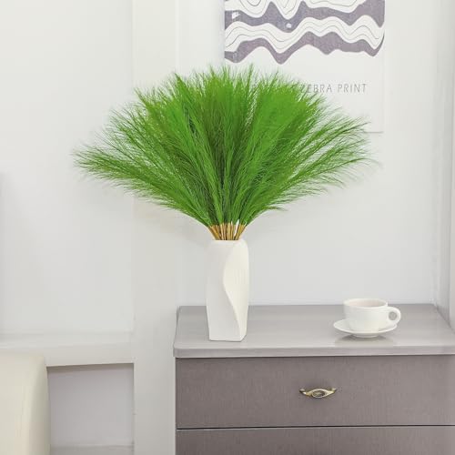30pcs 22" Green Pampas Grass - Faux Pampas Grass Decor Artificial Pampas Grass for Tabke Vase Fluffy Artificial Pampas Grass for Boho Home Wedding Mothers Day Decoration - color: Grass Green, size: 30pcs
