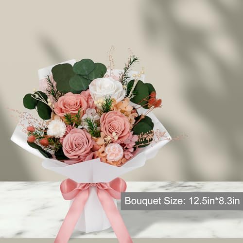 Perfectione Roses 4 Roses Mixed Bouquet for Mother's Day, Flowers for Delivery, Preserved Flowers Birthday Gift for Women Mom Wife Grandma Her, Dusty Rose - color: Dusty Rose 4 Roses