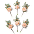 Champagne Rose Men Boutonniere Faux Foam Flower for Wedding 6Pcs | Champagne Artificial Foam Rose Boutonnieres for Wedding Prom Groom Groomsman Ceremony Anniversary Party Homecoming - color: 6pcs Champagne Pink Boutonniere