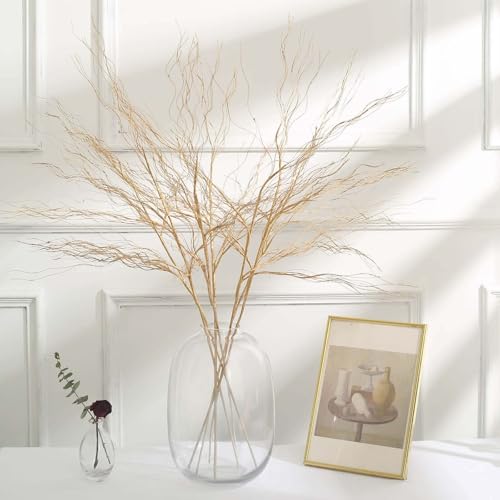 Efavormart 4 Pack 39 inch Metallic Gold Artificial DIY Long Stem Twig Vase Fillers, Bendable Craft Curly Willow Branches for Grand Centerpieces and Floor Vases - color: Type15