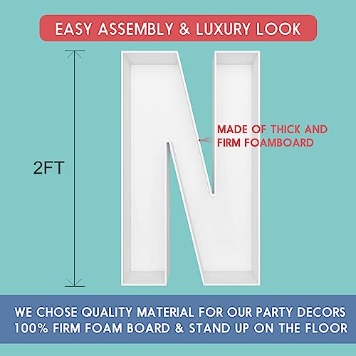 2FT Letter N Mosaic Balloon Frame Letter DIY Fillable Letters Kit for Birthday Party Wedding Backdrop Decor - color: Letter N, size: 2FT