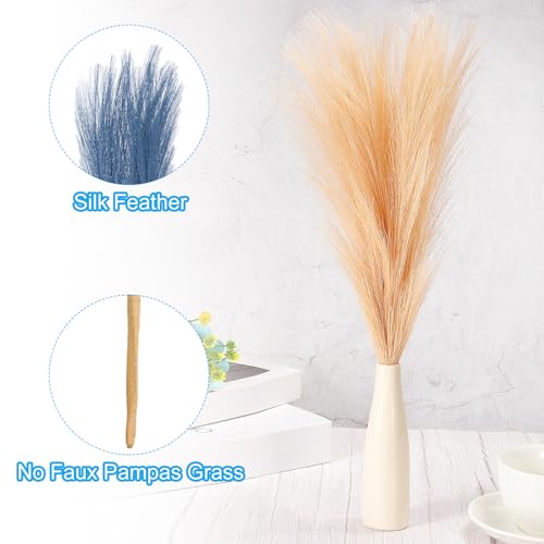 PATIKIL 17 Inch Faux Pampas Grass, 6 Pcs Boho Decor for Home Decoration Artificial Tall Fluffy Stems for Wedding Flower Party Vase Arrangement Centerpieces, Peacock Blue - color: Peacock Blue
