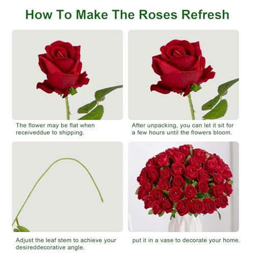 19.6" Artificial Flowers Roses Touch Fake Rose Bouquet Flower Stem for Wedding Centerpieces DIY Wreath Home Decorations Silk Roses Mothers Party Fake Outdoor Flowers Decor(50PCS Red) - color: Red 50pcs