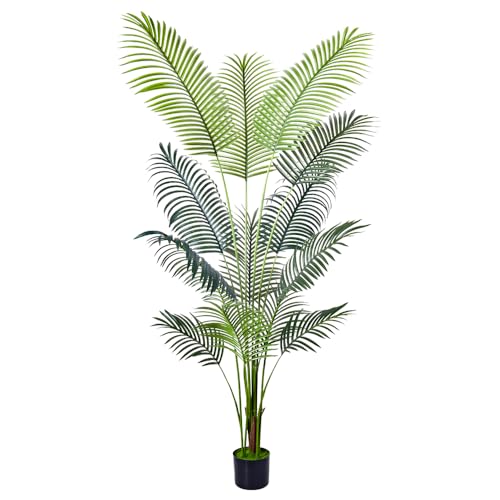 Artificial Golden Cane Palm Tree 1Pack 6Feet Faux Plant for Home Decor Indoor Outdoor Faux Areca Palm Tree in Pot for Home Office Perfect Housewarming Gift with Adjustable Trunk - size: 2ft 11in