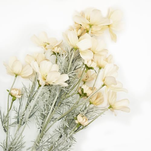 Artificial Flowers Fake Cosmos Flowers, 2 Bunches Wedding Bouquets Artificial Cosmos Flowers Bulk, 23.6 Inch Realistic Faux Silk Cosmos for Vase, Dining Table, Floral Arrangement (Champagne) - color: Champagne, size: 2pcs