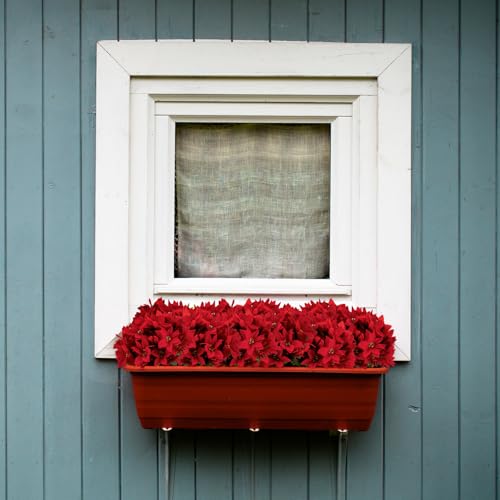 6 Pcs 15 Inch Artificial Poinsettia Bouquet, Faux Red 7 Stems Velvet Poinsettia Floral for Vases Wreaths Garland Indoor Outdoor Christmas Tree Ornament Home Porch Decorations - color: Red and White