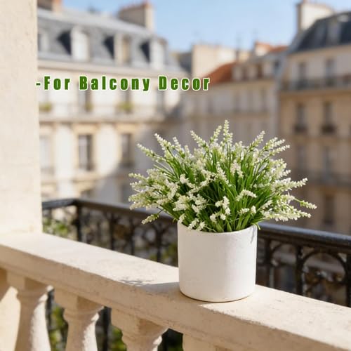 18 Pack White Artificial Lavender Stems, UV Resistant Fake Outdoor Plants - Elegant Faux Greenery for Garden Decor, Spring Arrangements and Outdoor Planters Decoration - color: White-18