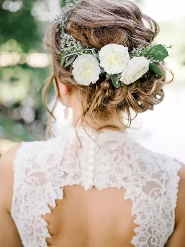 16PCS White Carnations Artificial Flowers 14.8'' Fake Carnation Silk Flowers with Stems Faux Carnations Flowers for Home Table Centerpiece Wedding Decor Floral Arrangements (Ivory White) - color: Ivory White