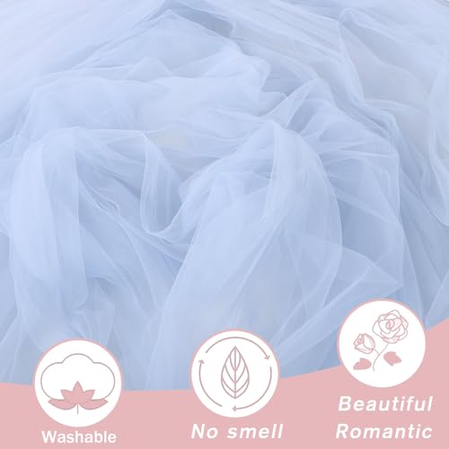 Blue Gauze Table Runner 10ft Rustic Cheese Cloth Table Runner 38×120 Inches Boho Style Decorations for Romantic Date Wedding Party Baby Shower Photography Decoration - color: Blue, size: 10 ft × 1 pc