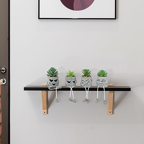 4 Pack Artificial potted Succulent Plants with Hanging Legs, Fake Mini Succulents in Pots, Faux Small Plants for Office Desk, Kitchen, Bathroom, Home Shelf Decor, Funny Office & Home Decor Accents - color: 4small-smile-green