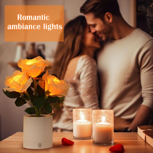 WSYEAR Forever Yellow Rose Flower Lamp Touch Lamp Mothers Day Christmas Valentines Day Birthday Gifts for Women Her Wife Girlfriend Daughter, Decor for Bedroom - color: YELLOW ROSE