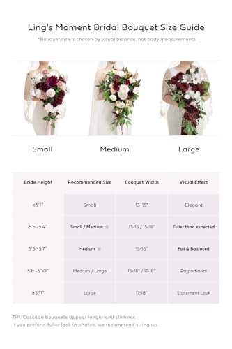 Ling's moment Dusty Rose Navy Blue Bridal Bouquet Cascading, Pink and Blue Wedding Bouquets for Bride, 15 Inch Silk Artificial Wedding Flower Bouquet - color: Pk-exquisite Dusty Rose & Navy, size: Medium 15 Inch