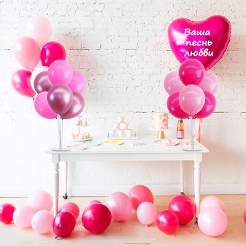 TONIFUL 4 Set Metallic Pink Balloon Stand Centerpiece Table Decorations for Baby Shower Wedding Engagement Bridal Shower Princess Party Decoration Sweet 16th Hot Girl Birthday Party Decorations - color: Metallic Pink