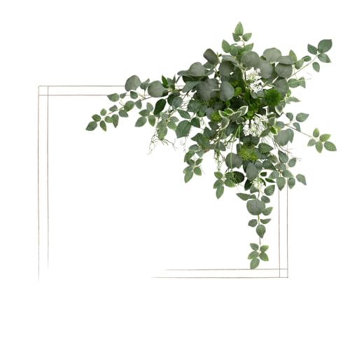 Ling's moment Wedding Artificial Welcome Sign Flowers Swag Arch Floral Garland Decorations Sage Green for Ceremony Reception Entrance Entryway Party Banquets Easel Wall Home Outdoor(NOT Include Sign) - color: Wht- Greenery