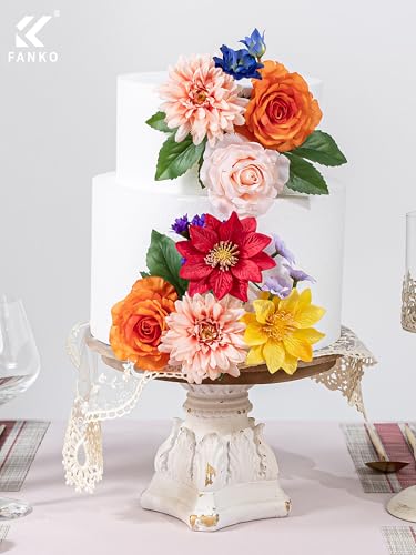 FANKO Artificial Flowers for DIY, Cream Peach Blush Pink Faux Flowers Bouquet, Fake Rose Lily Daisy Dahlia Silk Flowers for Vase, Home Decor, Garland, Wedding, Birthday, Summer Party - color: Multicolor-1