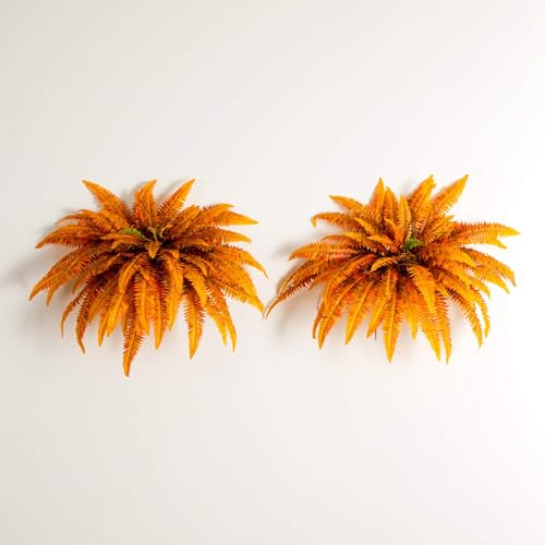 Nearly Natural 48-Inch Autumn Artificial Fall Boston Fern Set of 2 - Harvest Season Foliage Mimics Turning Leaves of Autumn