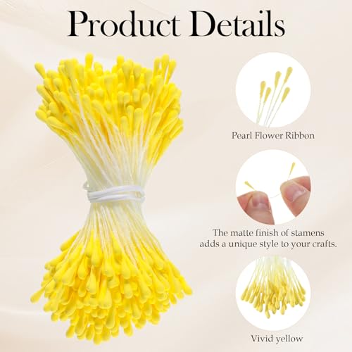 1600Pcs Stamens for Flower Making, Handmade Artificial Flower Stems, Double Heads Floral Stamen for Flowers Making, Crafts, Wedding Bouquet, Scrapbook Decoration
