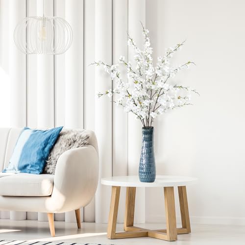 Sggvecsy Artificial Cherry Blossom Flowers 4 Pcs Faux Cherry Blossom Stems Faux Silk Cherry Blossom Branches 43’’ Fake Flowers Long Stems for Vase Arrangements Home Wedding Table Decor (White) - color: White