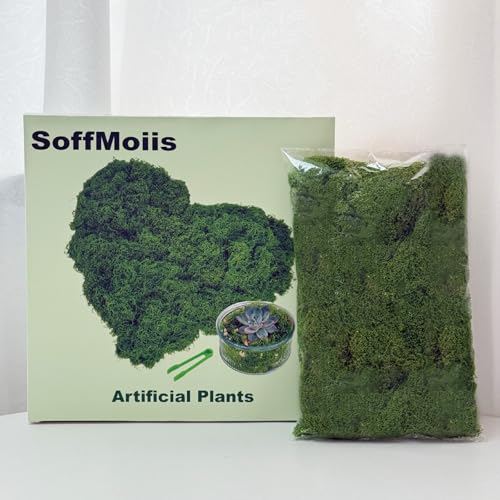 5.3oz Dark Green Artificial Moss - Faux Moss for Potted Plants, Fake Moss for Crafts, DIY Models, Fairy Gardens, Table Centerpieces & Wedding Floral Decor - color: Dark Green, size: 5.3oz