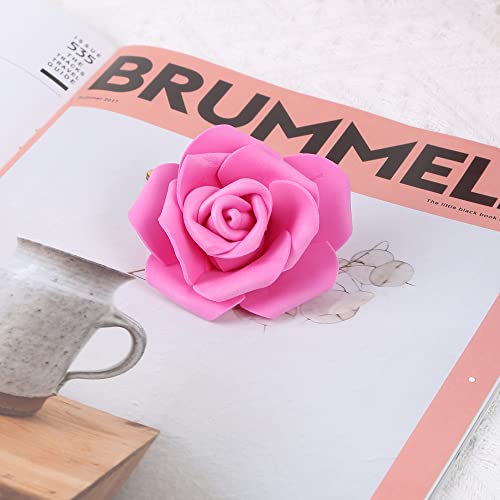 IPOPU Artificial Rose Flower Heads, 100pcs Real Looking Hot Pink Foam Fake Roses for DIY Wedding Baby Shower Centerpieces Arrangements Party Tables Home Decorations (Hot Pink, Stemless) - color: 100pcs Hot Pink