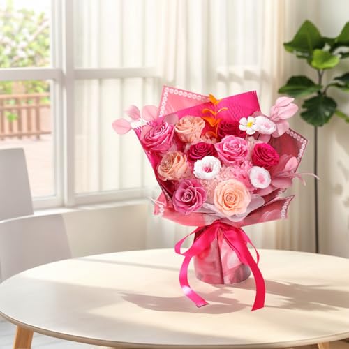 Lovenfold Flowers for Delivery Birthday Flowers Gift for Her,Preserved Flowers Bouquet 12 Roses Mixed Bouquet,Rose Gifts for Women Mom Grandma(Mixed 12 Pink-A Roses) - color: Mixed Pink