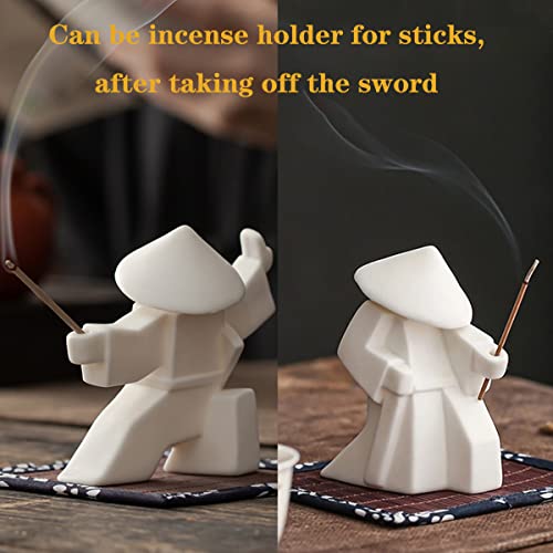 LYART Tea Pet Warrior Statue Figurine Tea Ornament Accessories Cute Kung Fu Tea Decoration Gift for Tearoom Home Office Children's Day Gift for Tea Lover (White1 and White2) - color: Whitea and Whiteb
