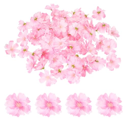 PATIKIL 100 Pcs Fake Silk Flower Heads, 1.6 Inch Artificial Cherry Blossom Faux Flower Heads for DIY Craft Wedding Party Home Wreath Decoration, Light Pink - color: Light Pink