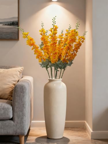 Orange Delphinium Artificial Flowers, 8PCS Long Stem Orange Artificial Flowers for Tall Vase 33.5" Larkspur Silk Flowers with Stems for Wedding Centerpieces Home Table Decor - color: Orange