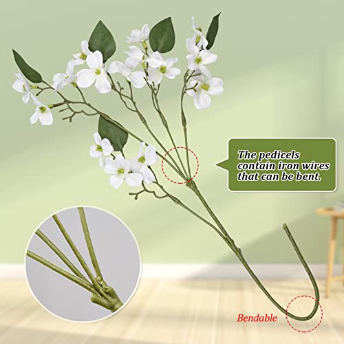 LIUCOGXI 4 Pcs Dogwood Flowers Floral Arrangements Artificial Silk Bouquet White for Home Wedding Bridal Bouquet Kitchen Table Vase Decoration - color: White # 4pcs