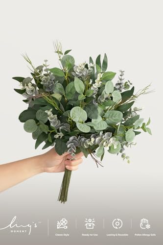Ling's moment Artificial Greenery Stems Box Set, Faux Greenery Picks for DIY Bridal Bouquets Wedding Floral Arrangement Table Centerpieces, Dark Green & Sage - color: Greenery Combo- Dark Green & Sagen